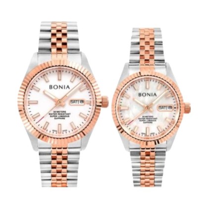 Bonia Noble Automatic BNB10723-1612A/2652A His & Her Set Stainless Steel Watch